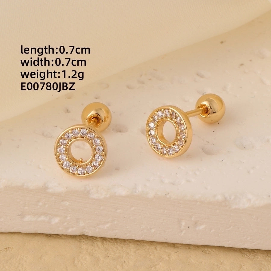 1 Pair Elegant Simple Style Geometric Heart Shape Butterfly Inlay 304 Stainless Steel Copper Zircon Gold Plated Ear Studs