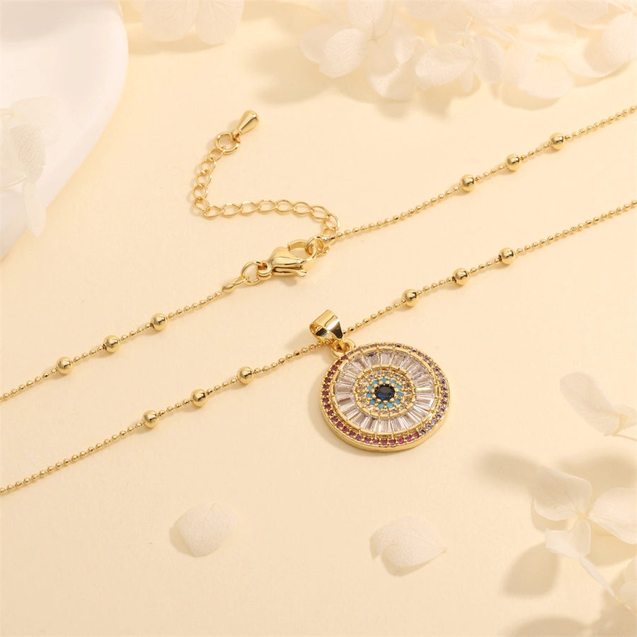 Copper 18K Gold Plated Plating Inlay Devil's Eye Eye Zircon Pendant Necklace