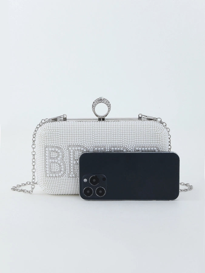 MRS English BRIDE letter rhinestone Pearl evening bag wedding wedding banquet clutch evening bag