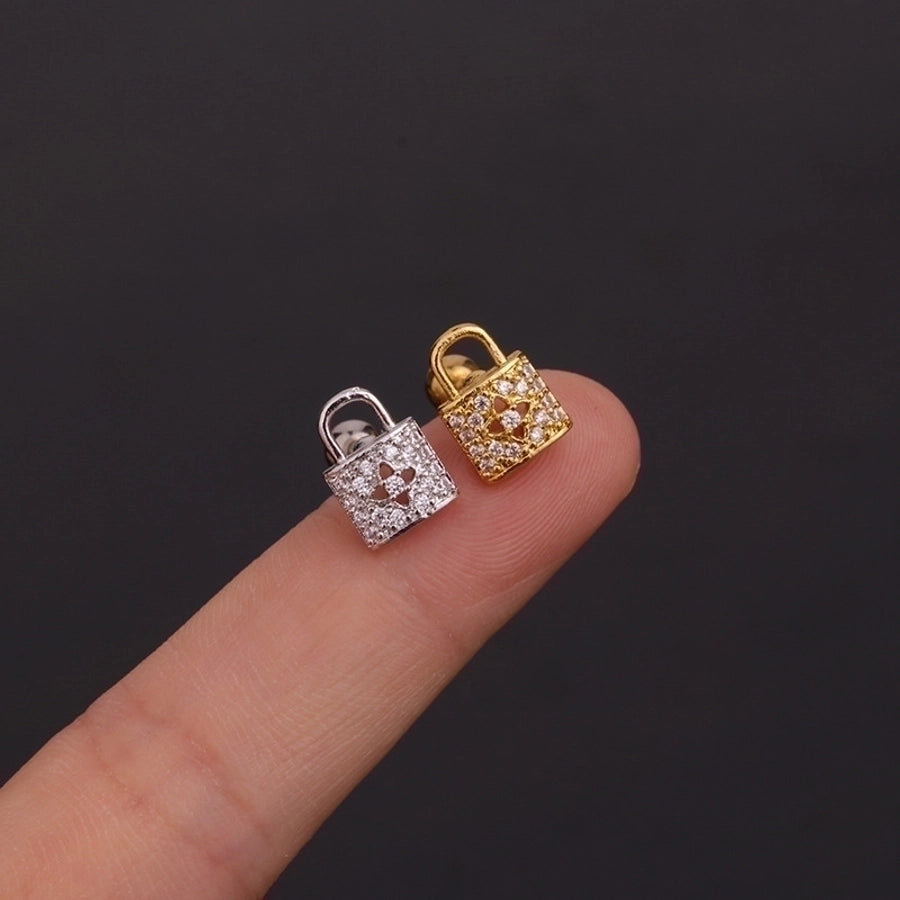 1 Piece Ear Cartilage Rings & Studs Geometric 316L Stainless Steel  Copper Inlaid Zircon