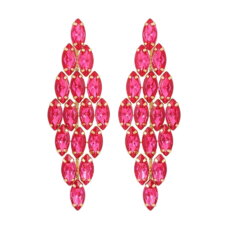 1 pair glam classic style leaves inlay ferroalloy copper alloy rhinestones dangling earrings