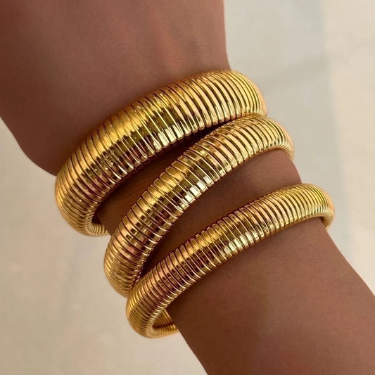 IG Style Basic Solid Color 304 Stainless Steel 18K Gold Plated Bangle In Bulk