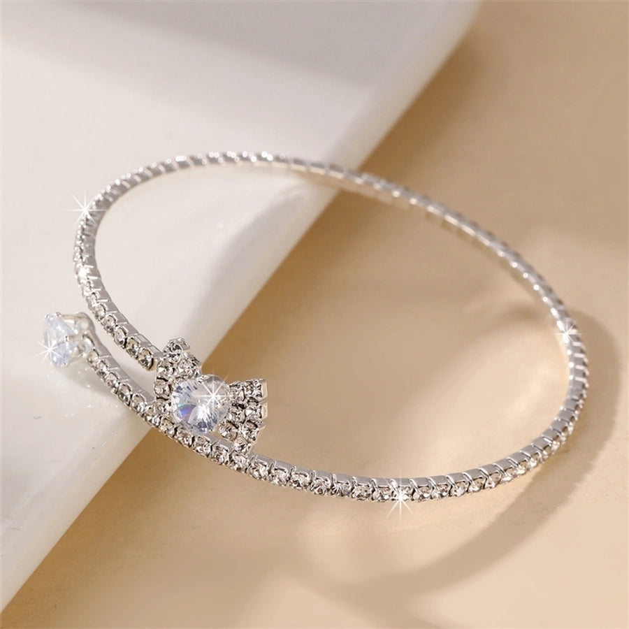 modern style simple style triangle water droplets bow knot artificial gemstones artificial pearl inlay rhinestones pearl women's bangle