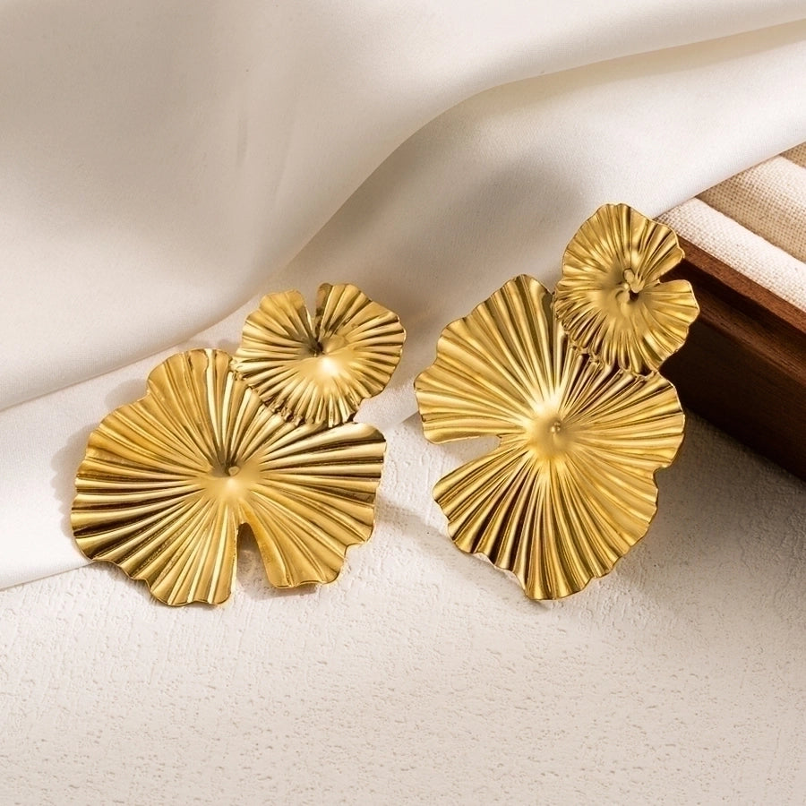 1 Pair IG Style Leaves Flower Ginkgo Leaf Plating 304 Stainless Steel 18K Gold Plated Drop Earrings