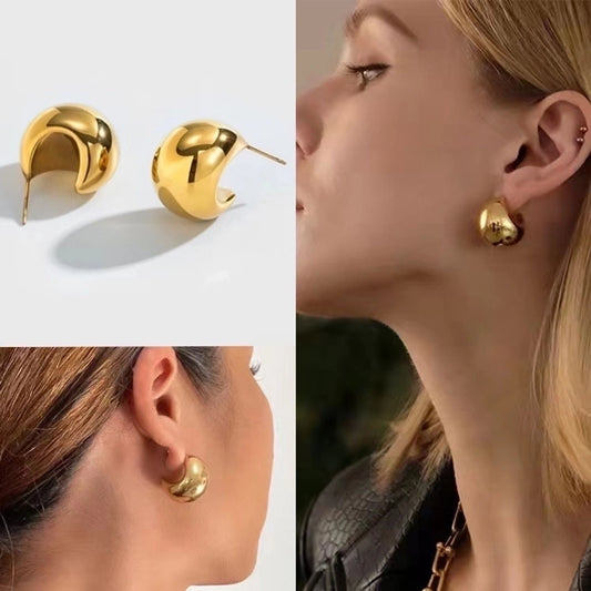 1 pair simple style geometric stainless steel metal ear studs