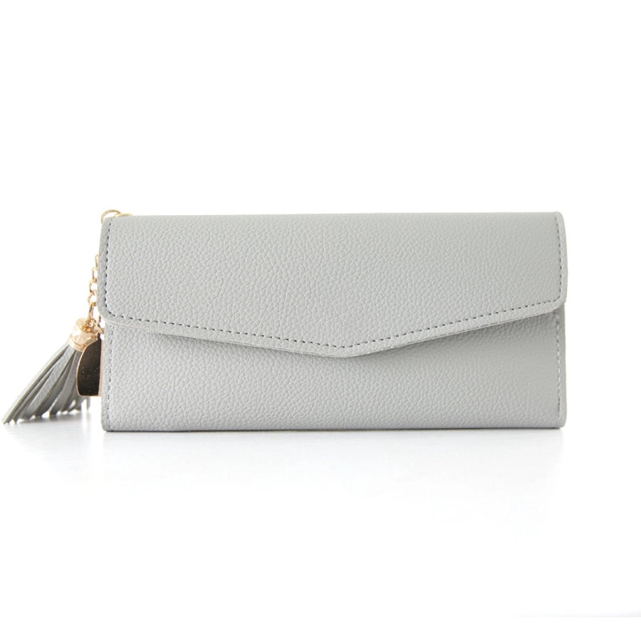 women's solid color pu leather buckle wallets