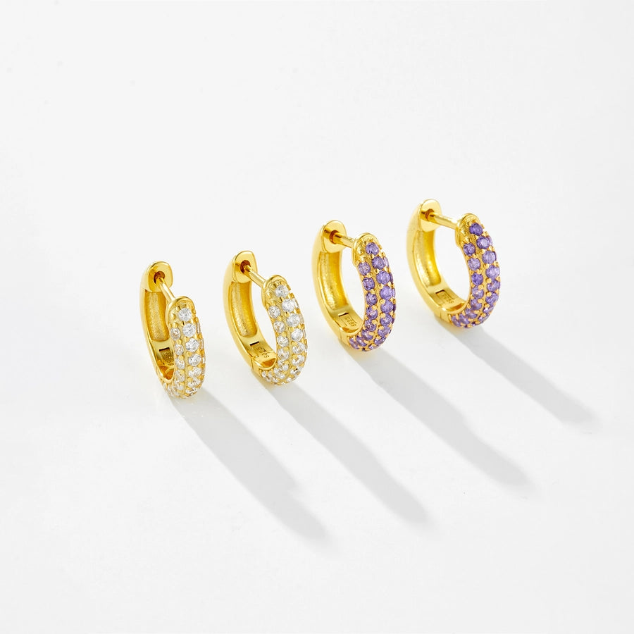 1 Pair 18K Gold Plated White Gold Plated Sterling Silver Zircon Circle Earrings