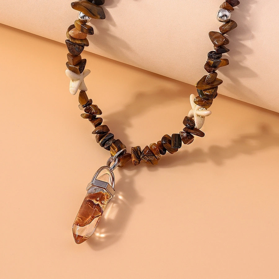 Retro Marine Style Simple Style Geometric Artificial Crystal Resin  Pendant Necklace