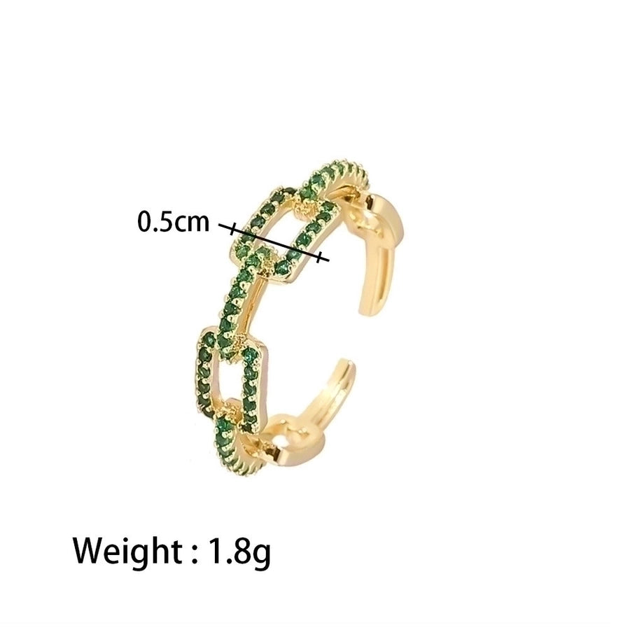 Copper Plating Rectangle Zircon Open Ring