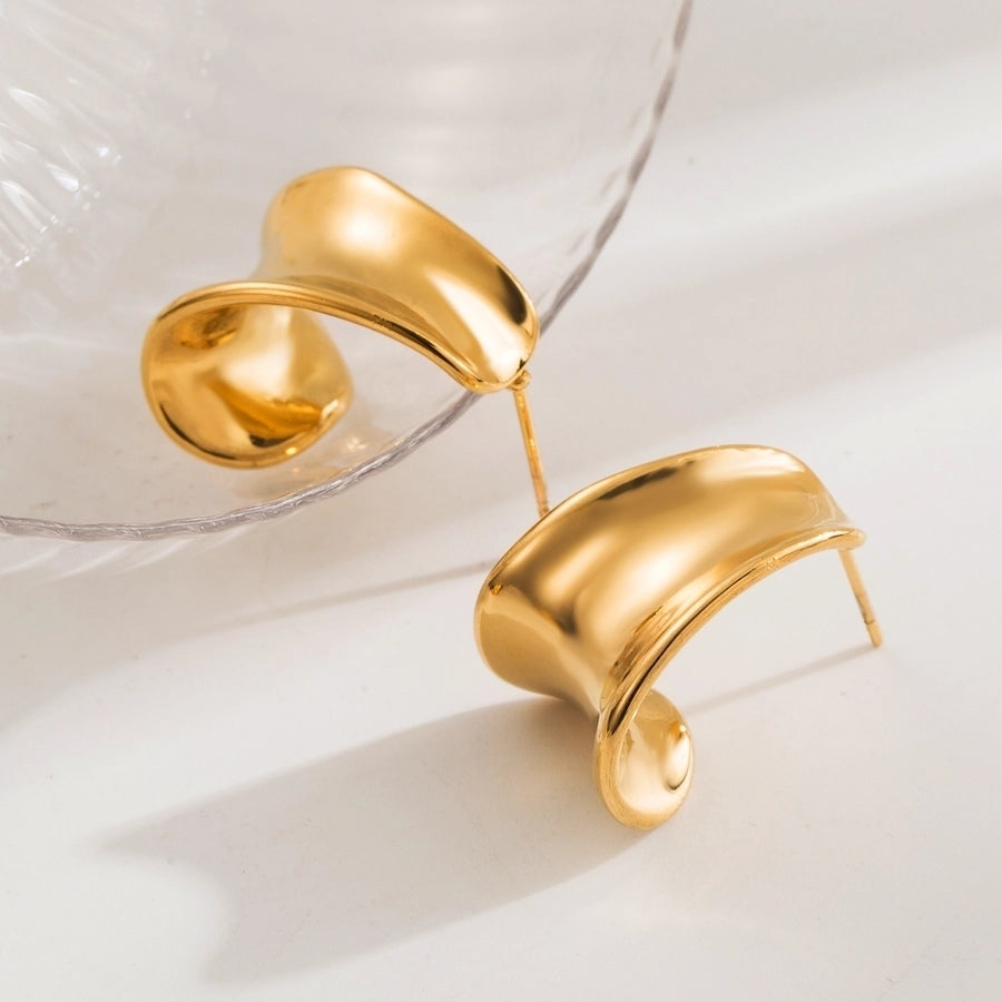 1 Pair Simple Style Commute C Shape 304 Stainless Steel 18K Gold Plated Ear Studs