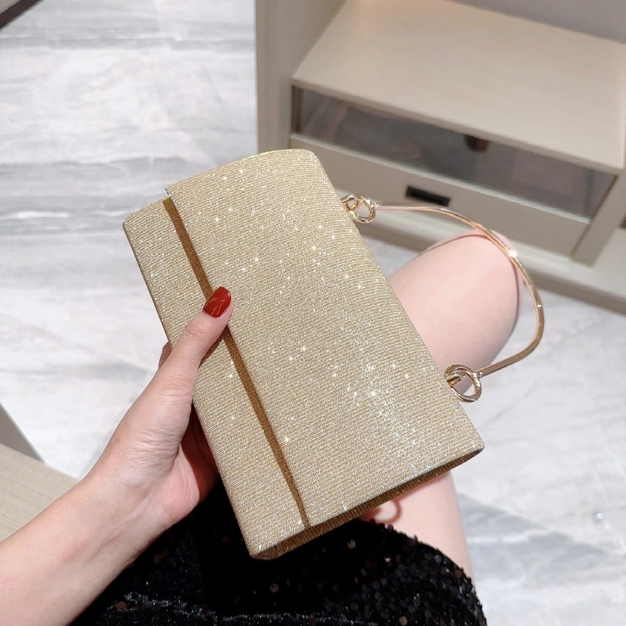 gold silver polyester solid color rhinestone square evening bags
