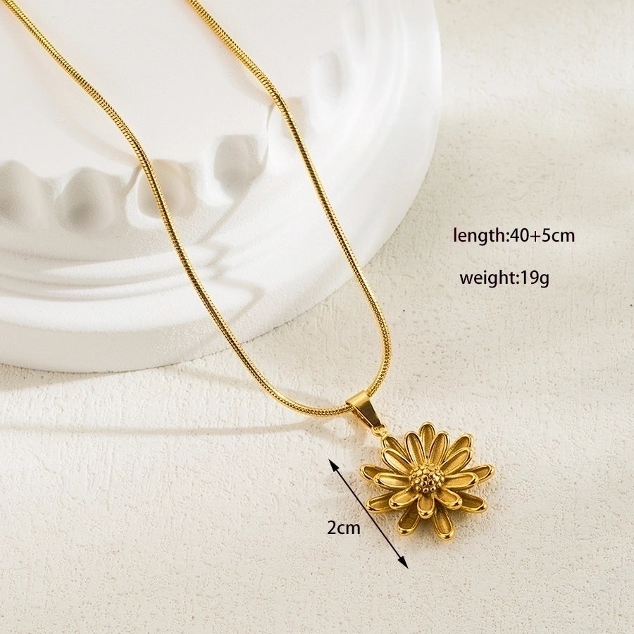 simple style classic style sun butterfly stainless steel plating 18k gold plated pendant necklace