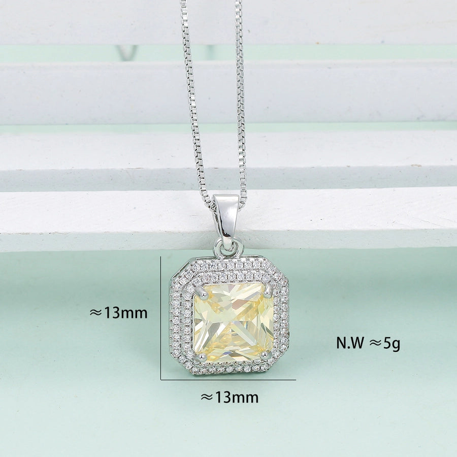 Copper Plating Inlay Color Block Zircon Jewelry Set