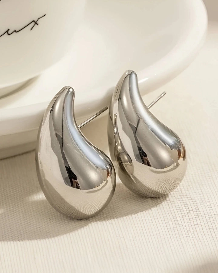 1 Pair Simple Style Water Droplets Plating 304 Stainless Steel 18K Gold Plated Ear Studs