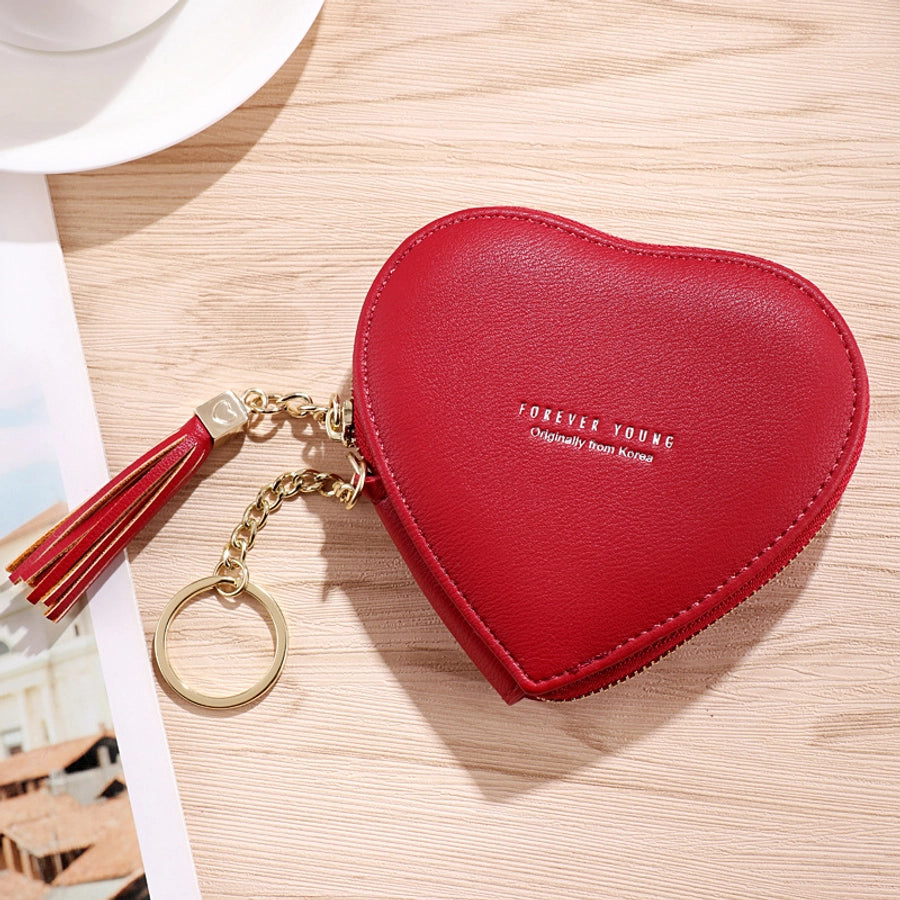 women's solid color pu leather zipper coin purses