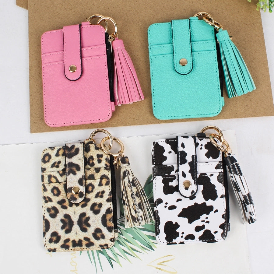 Women's Leopard Pu Leather Open Card Holders