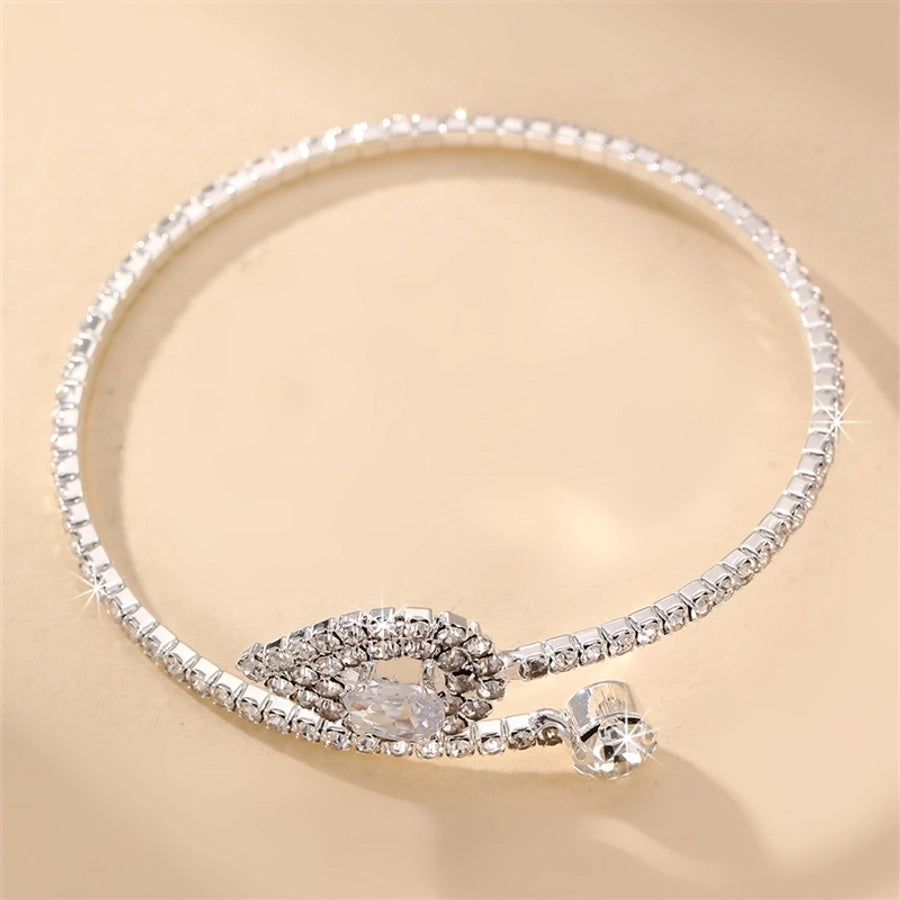 modern style simple style triangle water droplets bow knot artificial gemstones artificial pearl inlay rhinestones pearl women's bangle