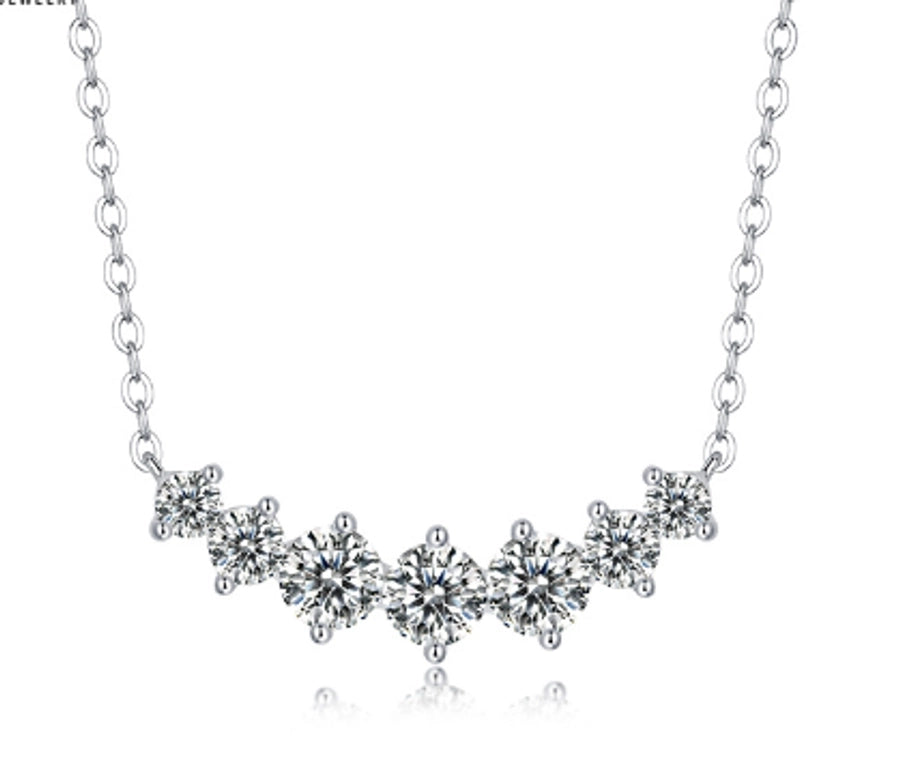 lady solid color sterling silver inlay moissanite necklace