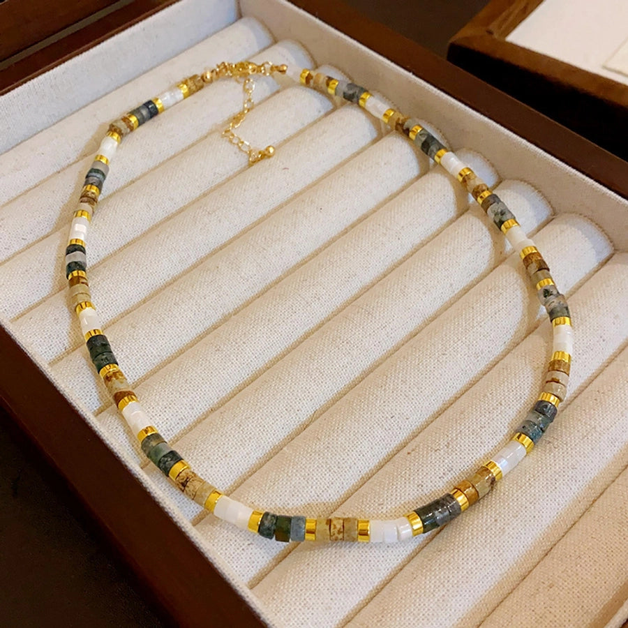 natural stone Freshwater Pearl Simple Style Beaded Geometric Necklace