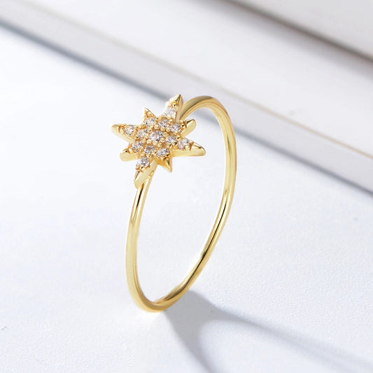 925 Sterling Silver Zircon Star Rings