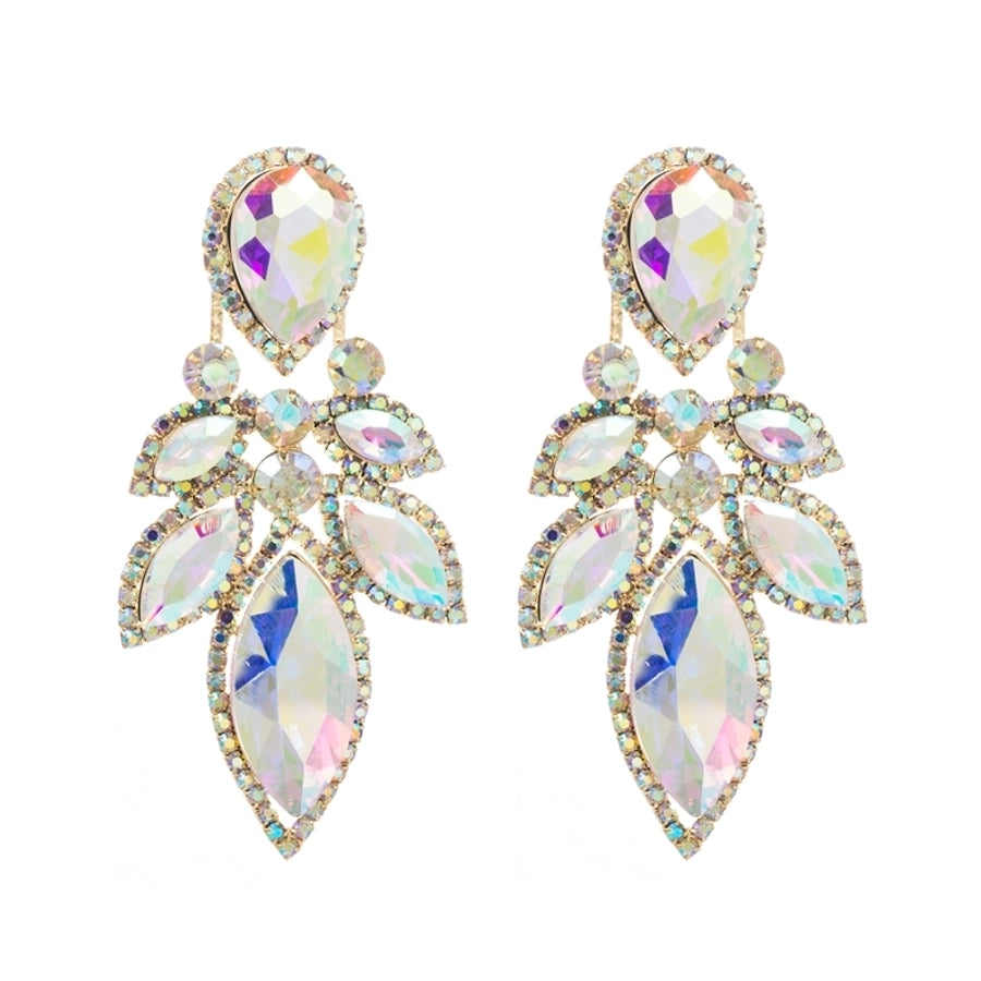 simple style leaf alloy inlay rhinestones women's drop earrings 1 pair