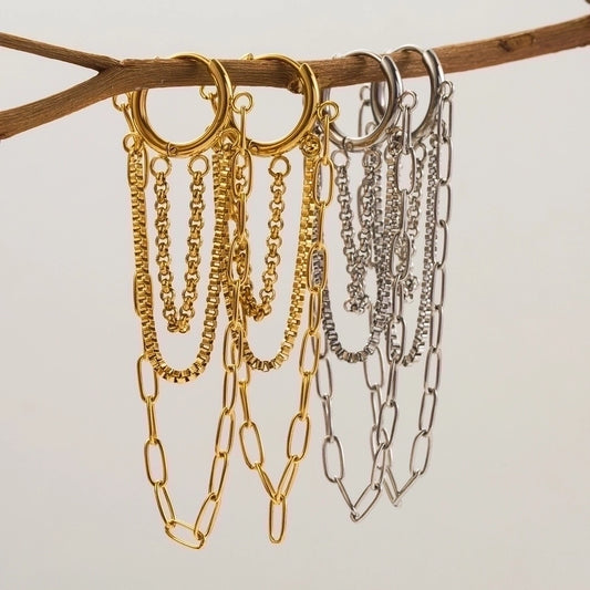 1 Pair Vintage Style Exaggerated Classic Style Tassel chain 304 Stainless Steel 18K Gold Plated Earrings