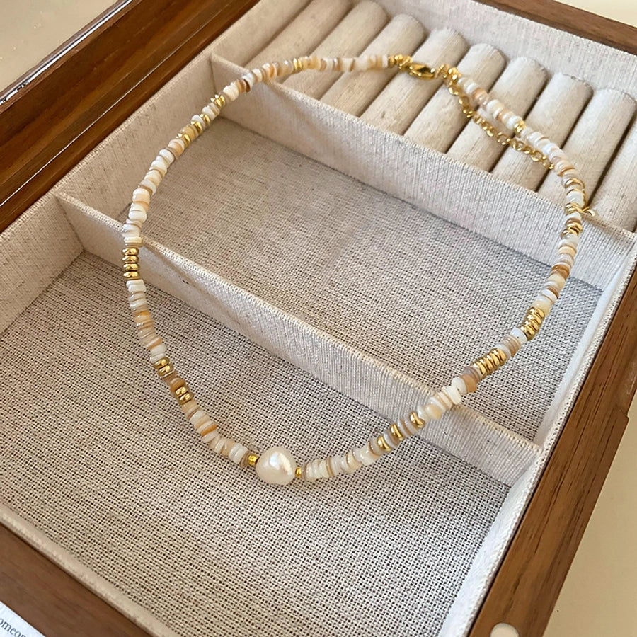natural stone Freshwater Pearl Simple Style Beaded Geometric Necklace