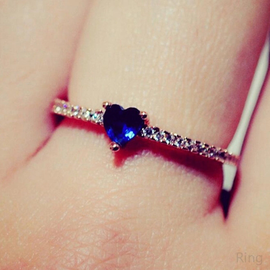 1 piece simple style heart shape alloy plating inlay artificial gemstones women's rings
