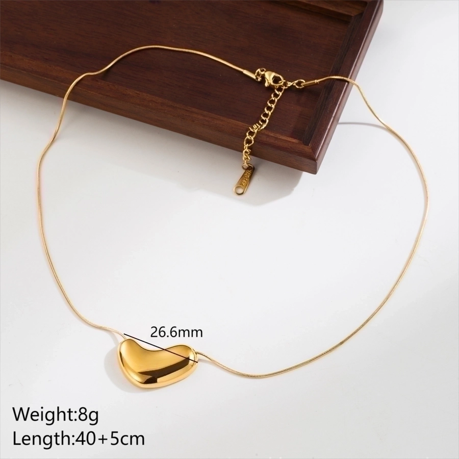 simple style geometric round heart shape stainless steel plating 14k gold plated pendant necklace