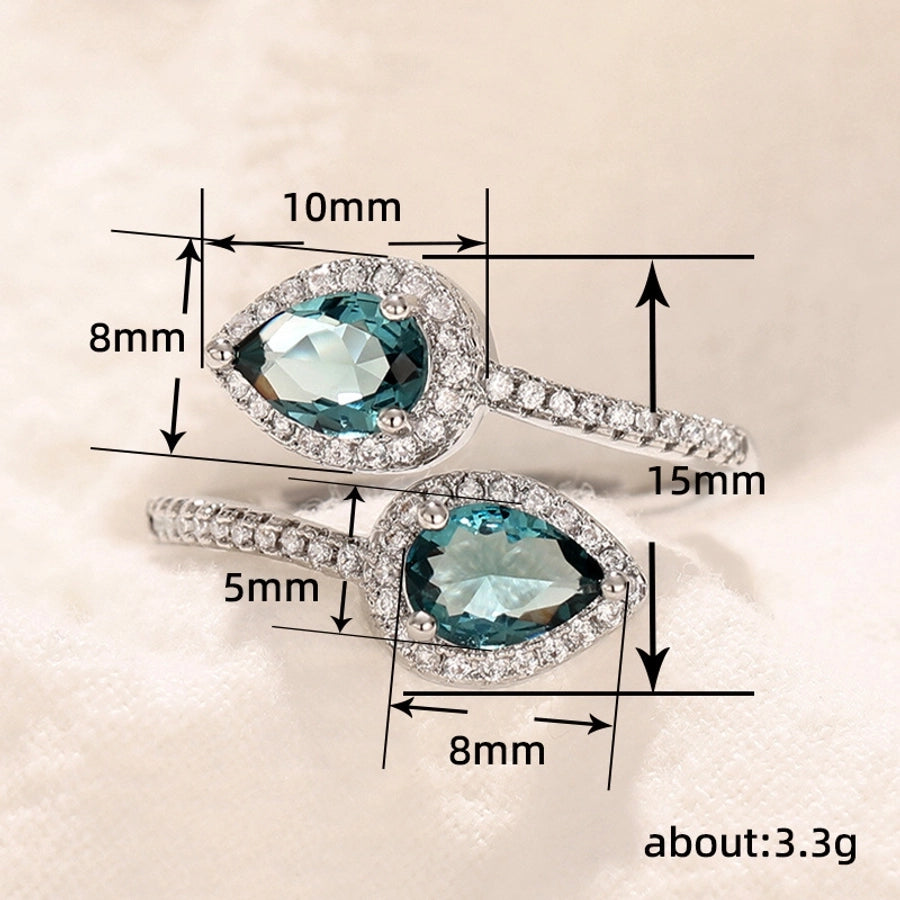 shiny water droplets copper inlay zircon open rings