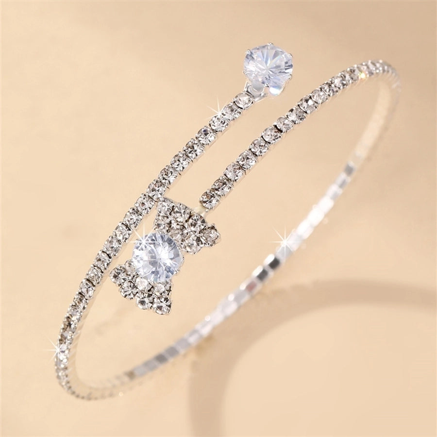 modern style simple style triangle water droplets bow knot artificial gemstones artificial pearl inlay rhinestones pearl women's bangle