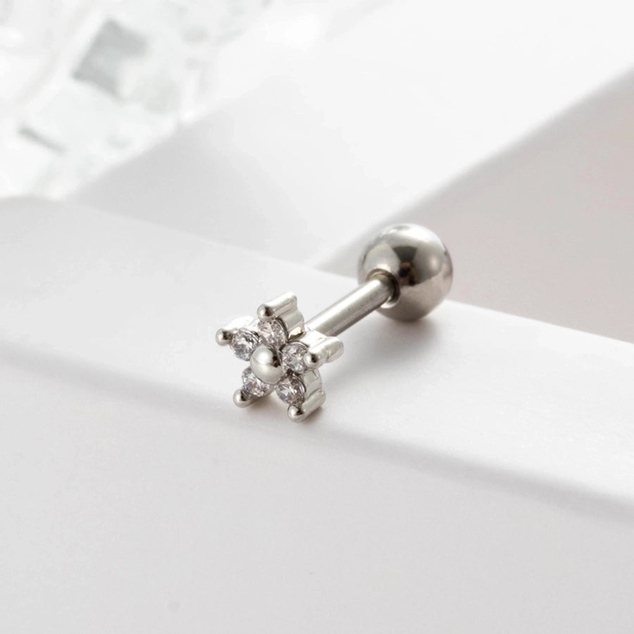 1 Piece Ear Cartilage Rings & Studs Geometric 316L Stainless Steel  Copper Inlaid Zircon