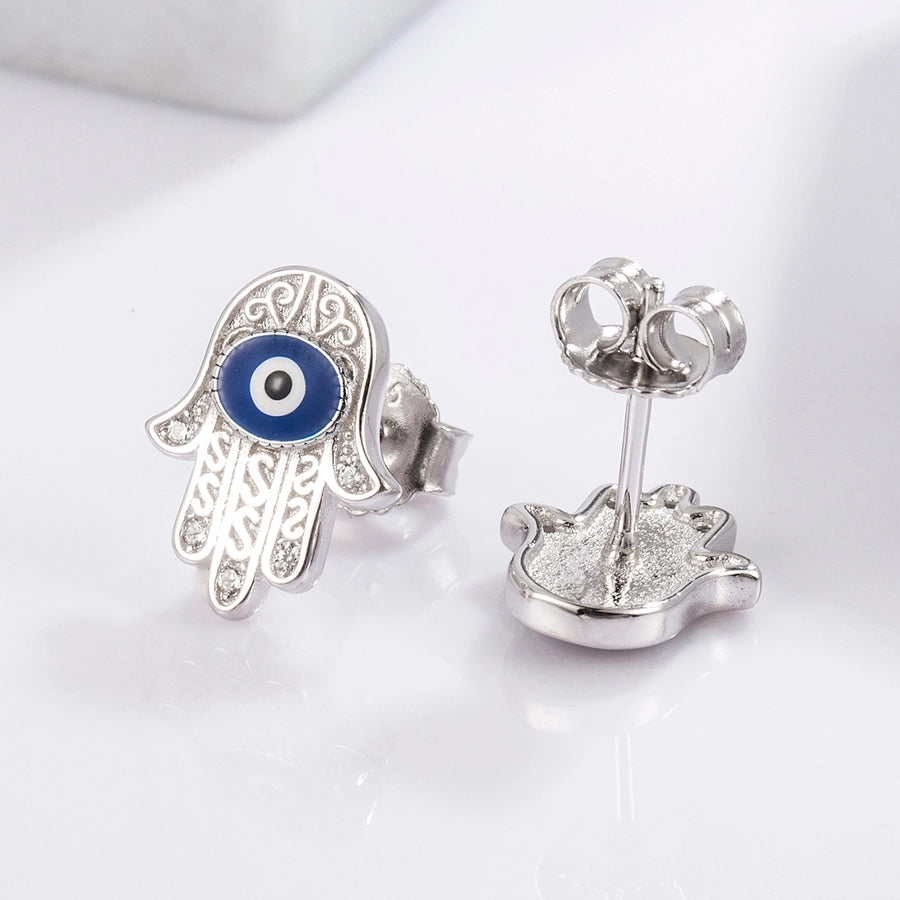 1 Piece Classical Funny Eye Octopus Plating Inlay Sterling Silver Zircon White Gold Plated Ear Studs