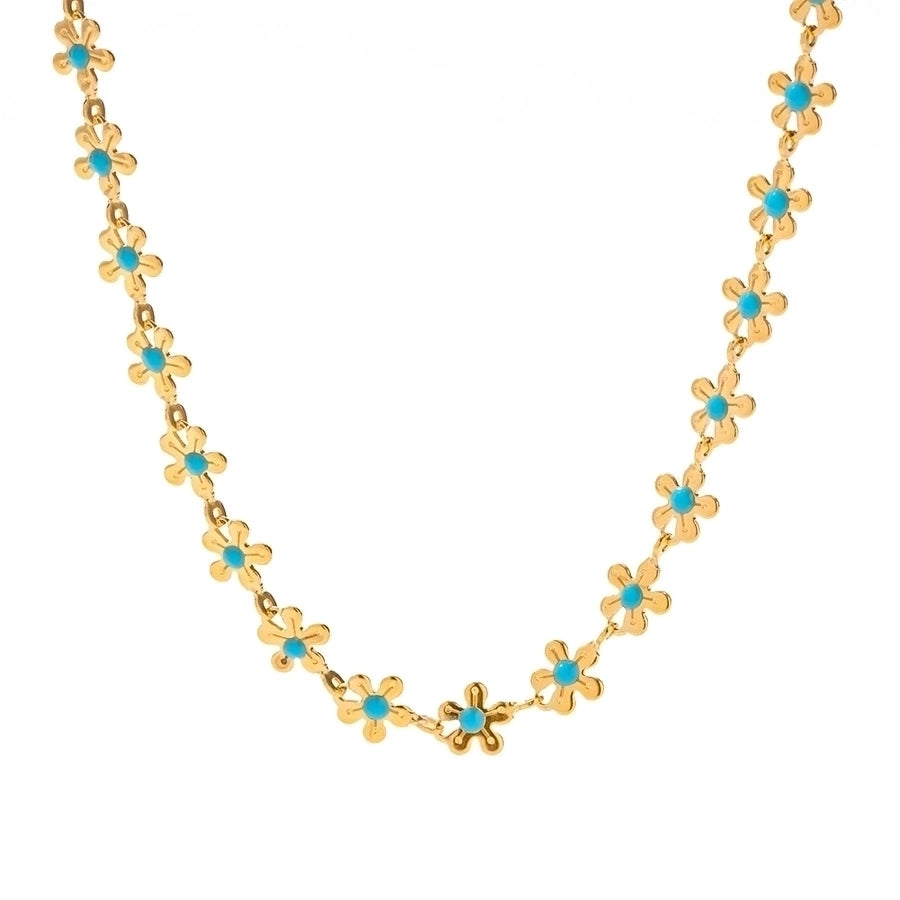 304 Stainless Steel 18K Gold Plated IG Style Basic Classic Style Flower Bracelets Necklace
