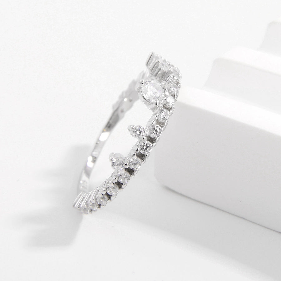 Sterling Silver White Gold Plated Simple Style Classic Style Plating Inlay Infinity Lightning Zircon Rings