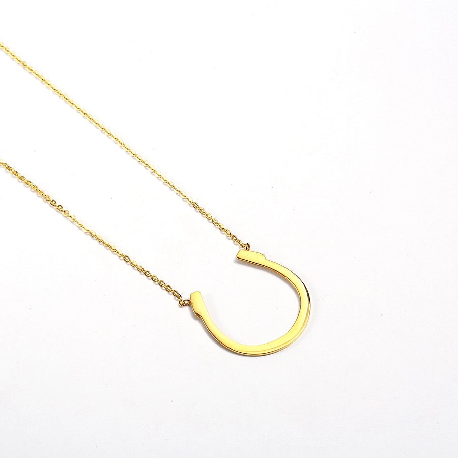 Jewelry Simple Style Solid Color 304 Stainless Steel 18K Gold Plated Plating Pendant Necklace