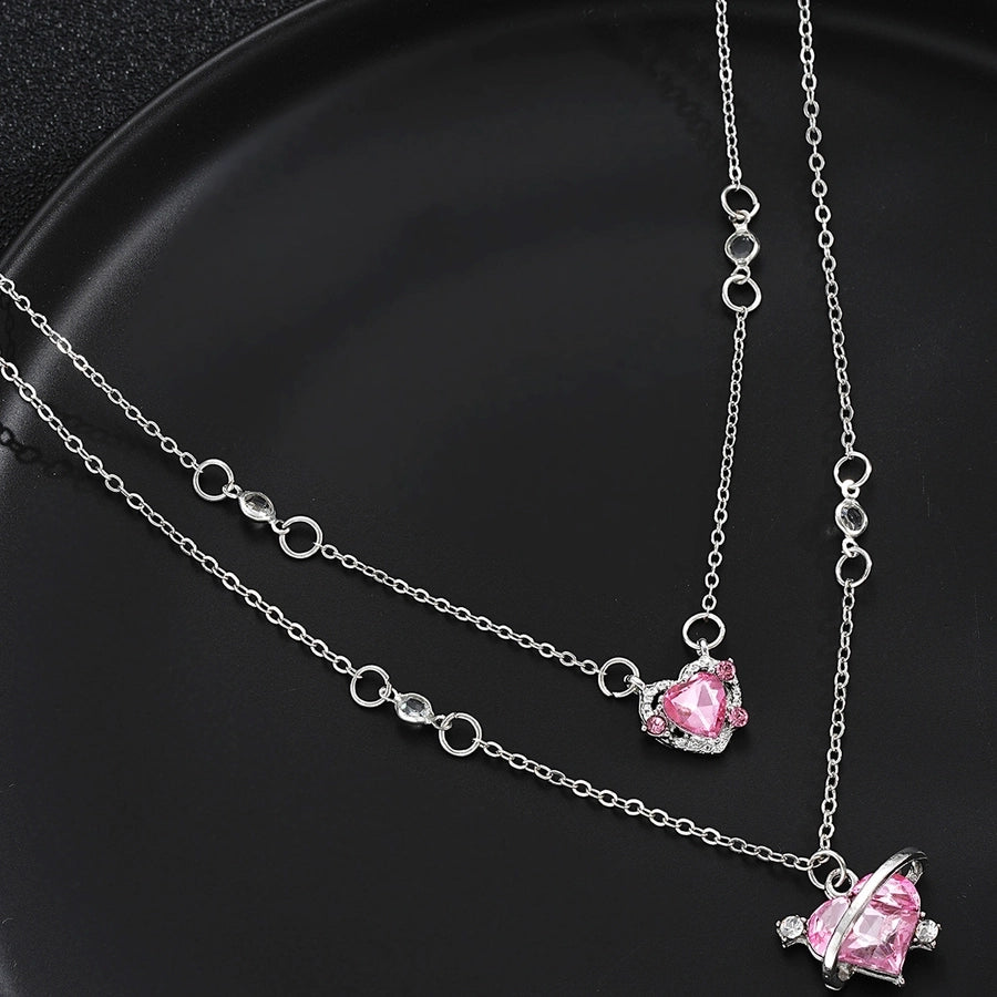 Elegant Heart Shape Alloy Rhinestone  Pendant Necklace