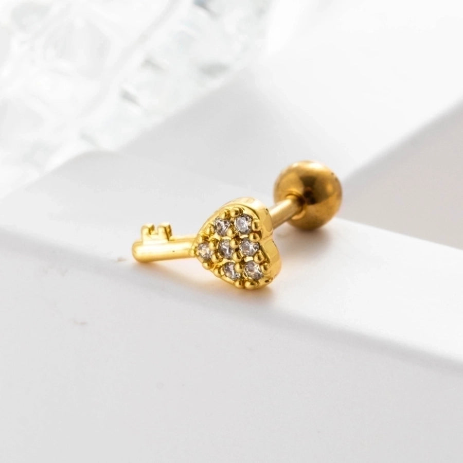 1 Piece Ear Cartilage Rings & Studs Geometric 316L Stainless Steel  Copper Inlaid Zircon