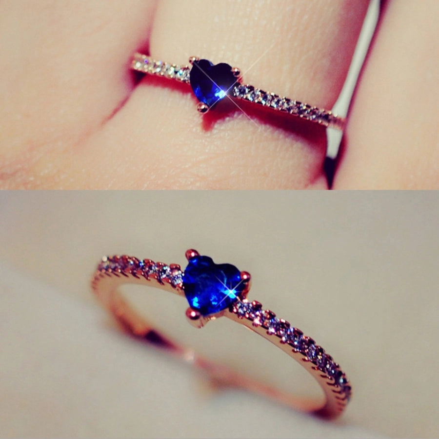 1 piece simple style heart shape alloy plating inlay artificial gemstones women's rings