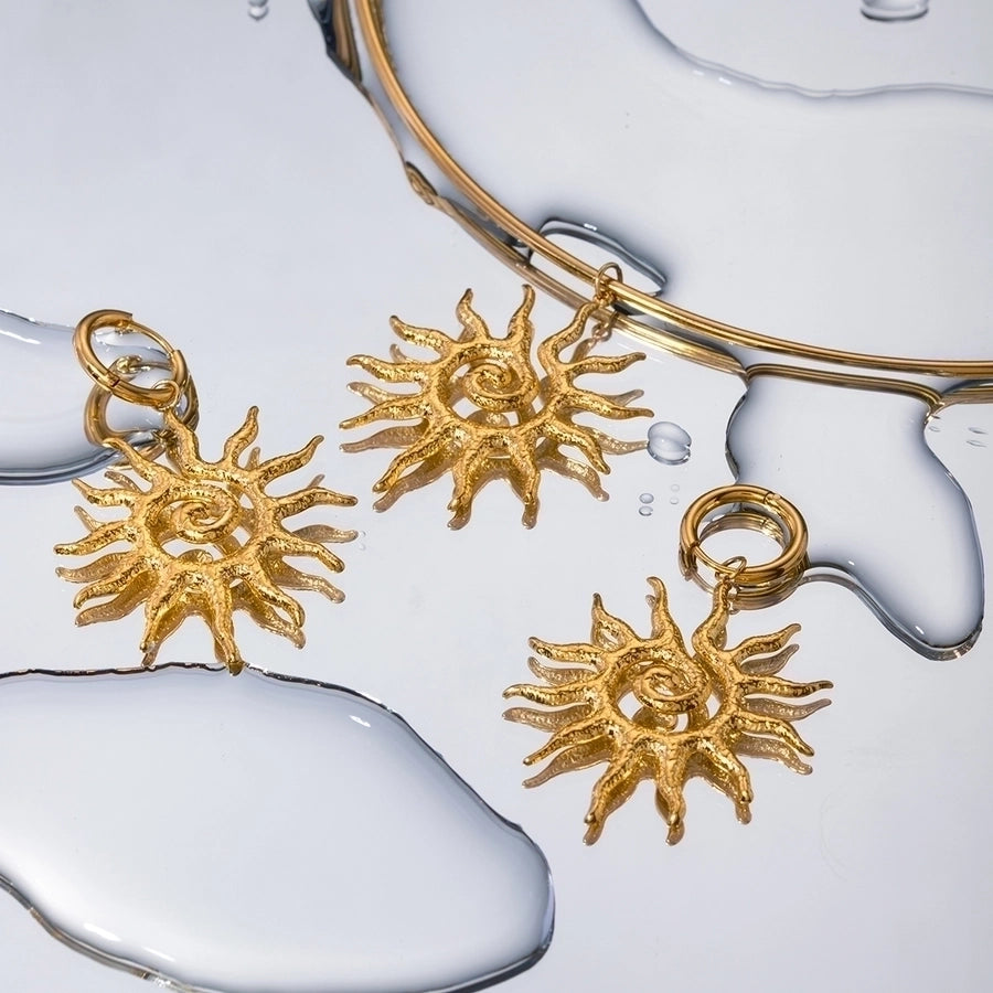 Jewelry IG Style Retro Sun 304 Stainless Steel Plating Earrings Necklace