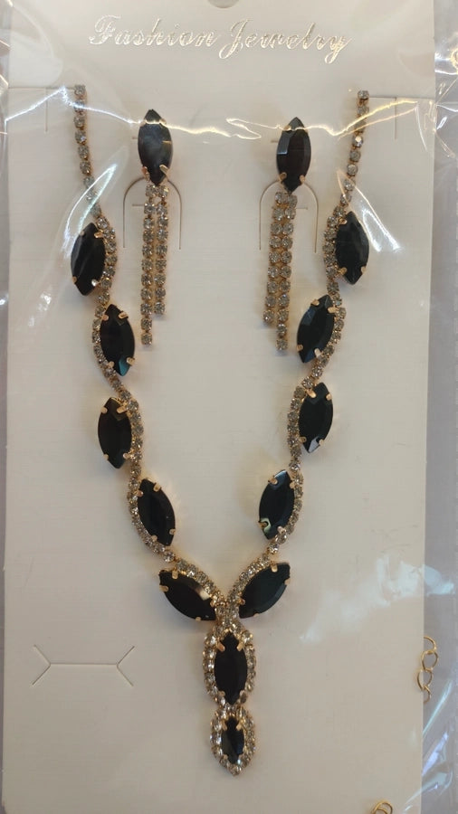 princess glam water droplets rhinestones artificial crystal  earrings necklace