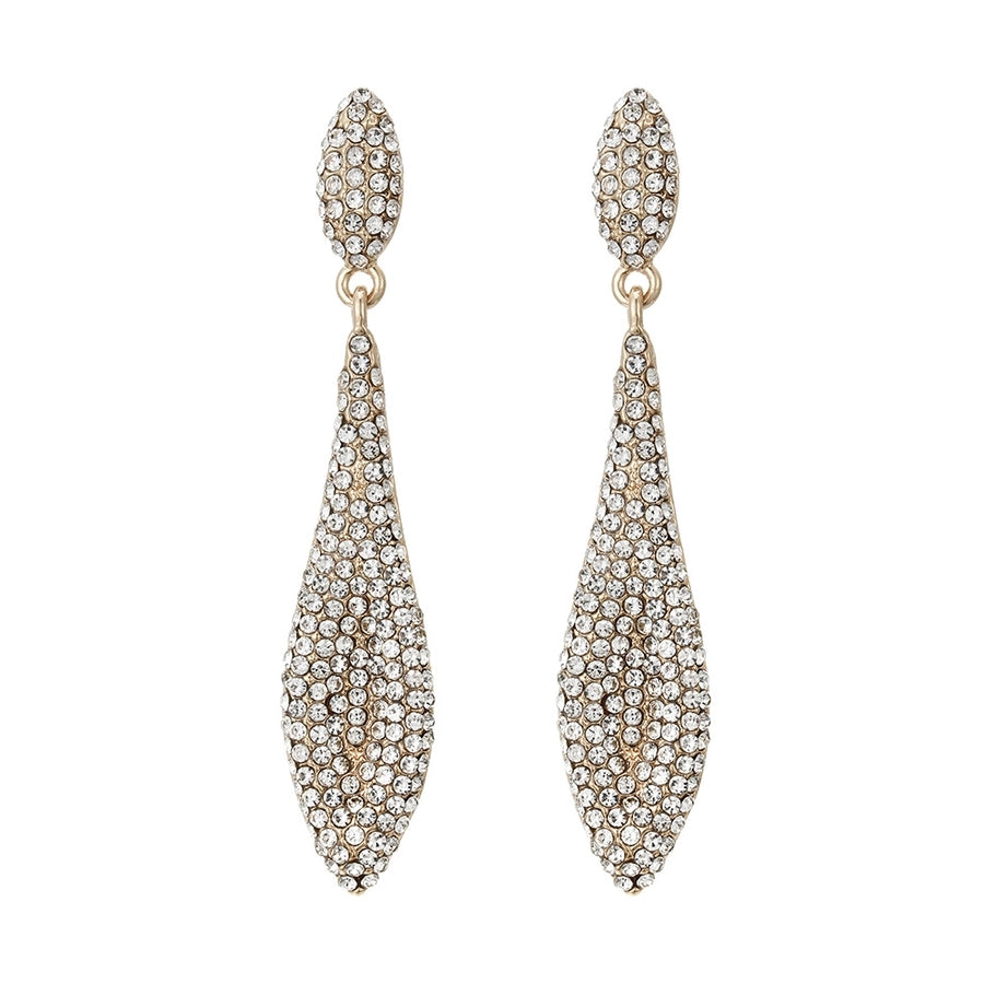 1 pair luxurious water droplets plating inlay alloy rhinestones drop earrings