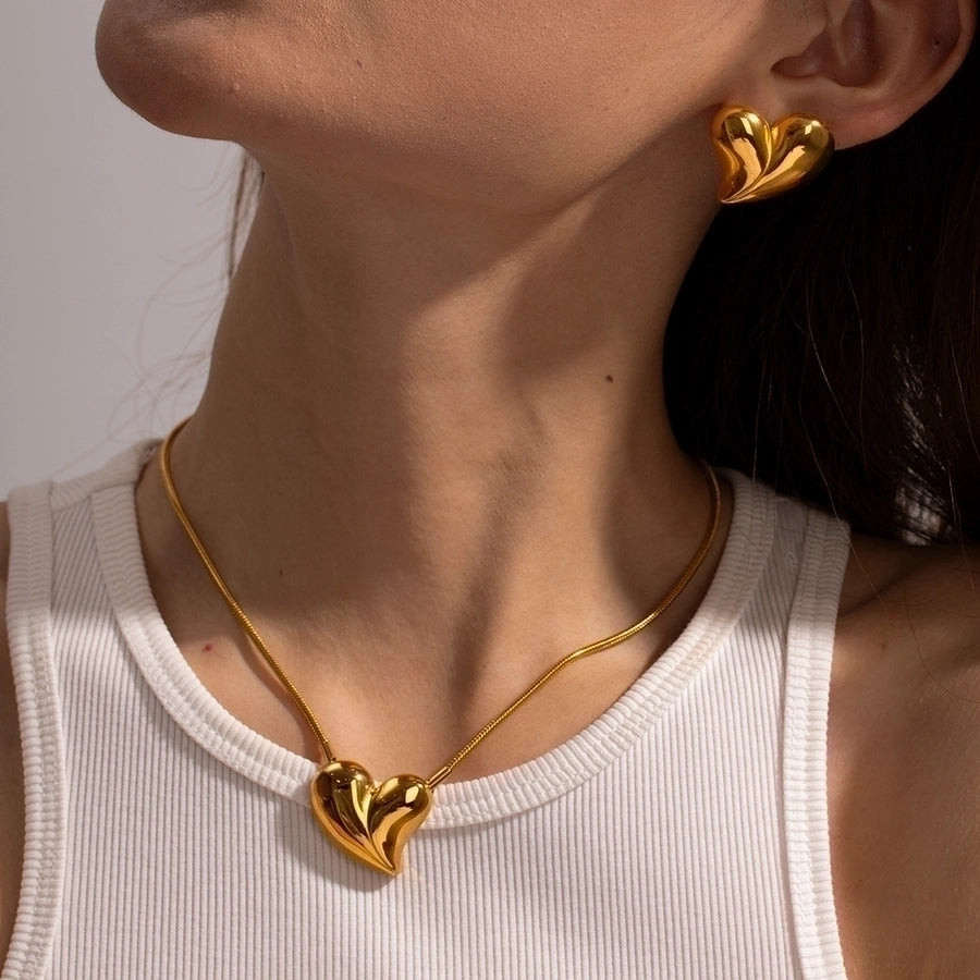 Jewelry IG Style Heart Shape Stainless Steel 18K Gold Plated Plating Necklace