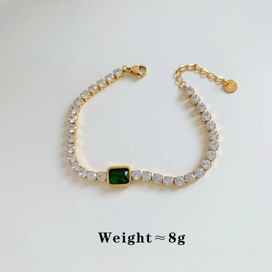 Elegant Modern Style Geometric 304 Stainless Steel 16K Gold Plated White Gold Plated Gold Plated Zircon Bracelets In Bulk