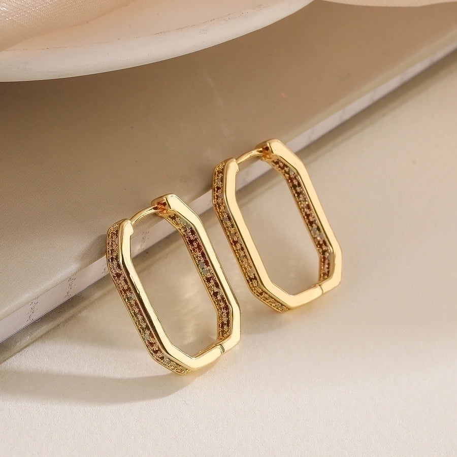 1 Pair Simple Style Commute Geometric Plating Inlay Copper Zircon Earrings