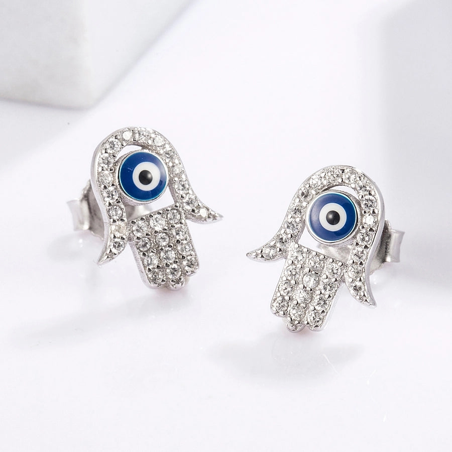 1 Piece Classical Funny Eye Octopus Plating Inlay Sterling Silver Zircon White Gold Plated Ear Studs