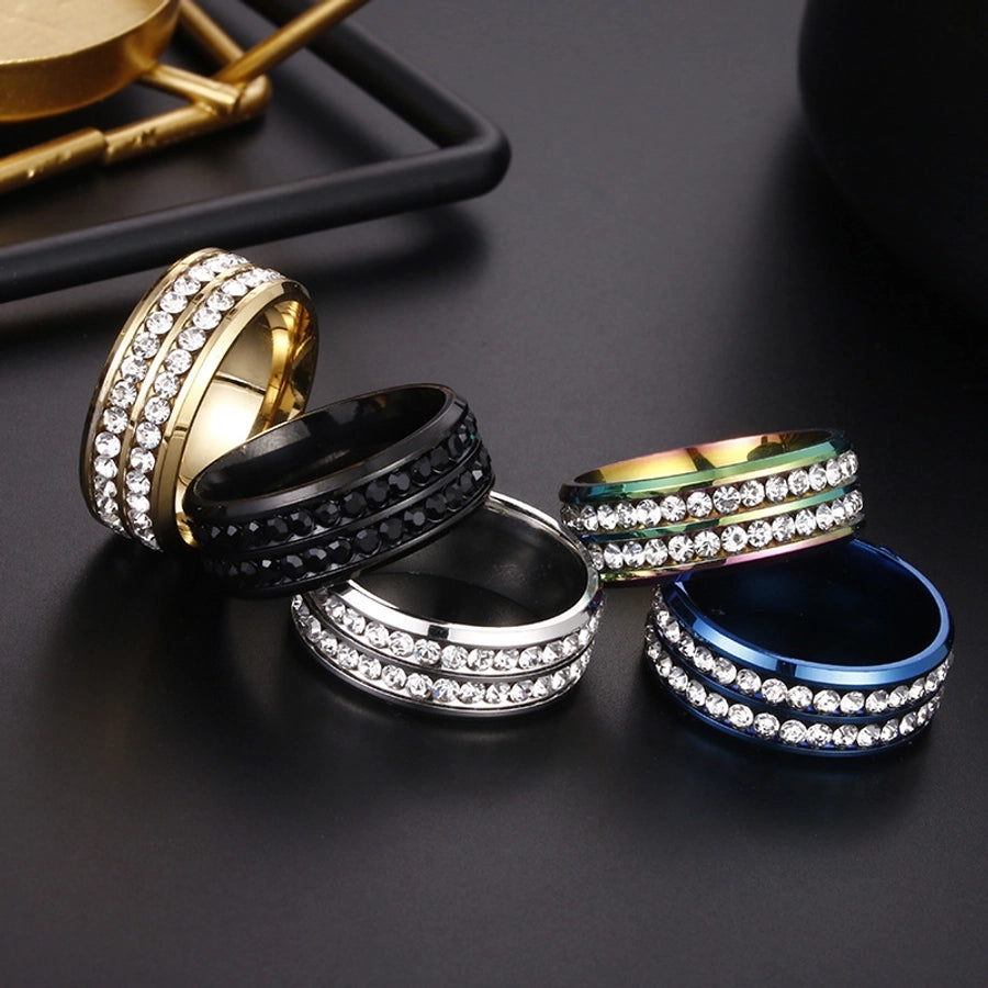 Jewelry Fashion Geometric 201 Stainless Steel Artificial Gemstones Gold Plated