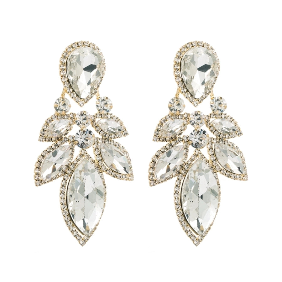 simple style leaf alloy inlay rhinestones women's drop earrings 1 pair
