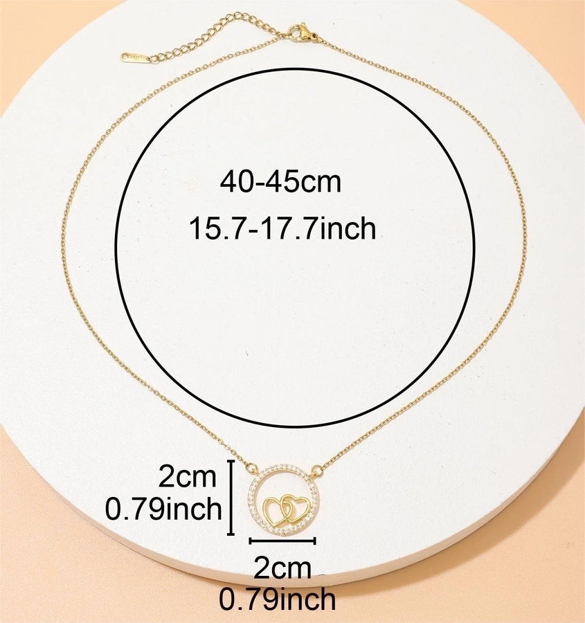 Copper 18K Gold Plated Heart Shape Zircon Pendant Necklace