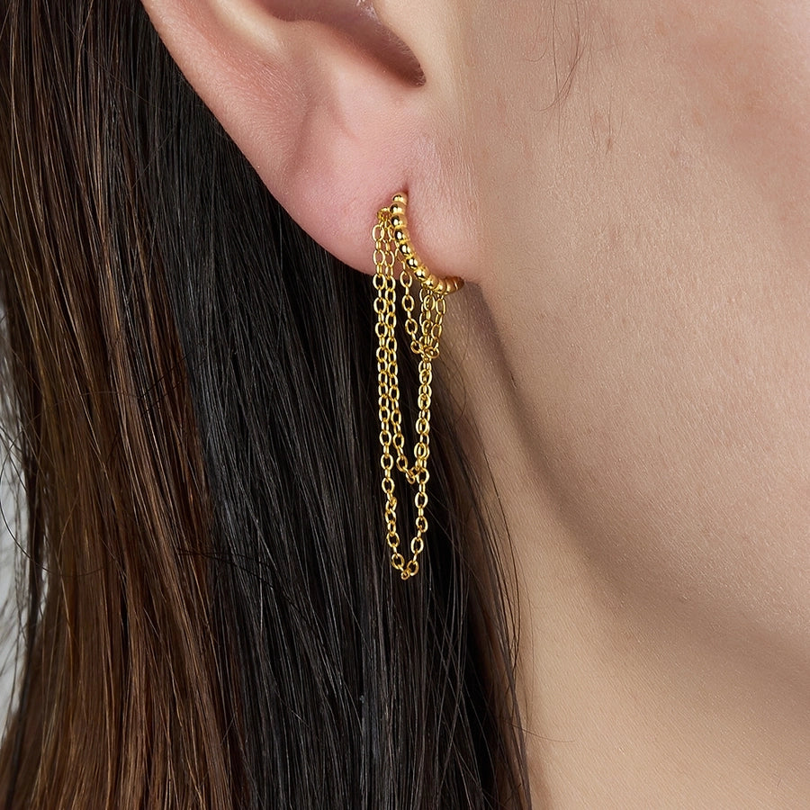 1 pair elegant luxurious lady chain plating sterling silver 18k gold plated white gold plated drop earrings